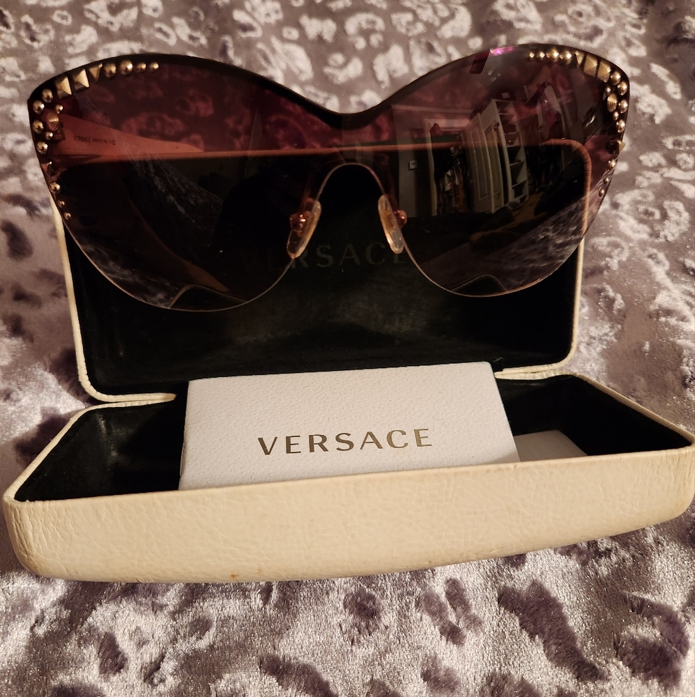 Studded Versace White Sunglasses